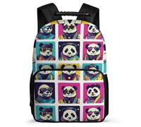 TPISLI Panda Pattern School Backpack for Girls Boys Ages 6-10 Cool Animal Rucksack for Kids and Teens Primary Classes, Side Pockets Padded Back Outdoor Day Trips