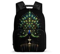 TPISLI Peacock Backpack for Girls Boys School Years 1-4 Animal Pattern Backpack School Years 2-5 Girls Boys, Adjustable Straps Sturdy Handle Travel Daily Use