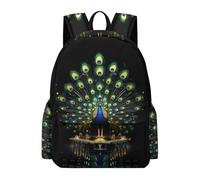 TPISLI Peacock Bookbag Girls Age 8 Animal Peacock Rucksack Kids 7-11 Year Olds Durable Lightweight 13.3 Inch Laptop School Bag School Years 3-6 Daily Use Daily Carry