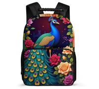 TPISLI Peacock Bookbag Year 2-5 for Kids and Teens School Years 2-5 Animal Peacock School Bag Boys Girls, Sturdy Handle 1680D Fabric Daily Essentials