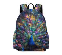 TPISLI Peacock Daypack Girls Age 11 Animal Theme Book Bag Boys 10-14 Year Olds Durable Cool 16.5 Inch Laptop Backpack Junior School Hiking Day Trips Daily Carry