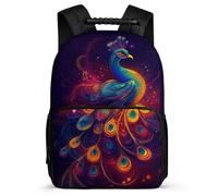 TPISLI Peacock Design Daypack for Kids and Teens Primary Age 6-11 Animal Rucksack for Students Junior School, 1680D Fabric Soft Felt Details Outdoor Day Trips