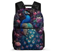 TPISLI Peacock Design School Bag School Years 1-4 for Kids and Teens Ages 6-10 Animal Bookbag Boys Girls, Adjustable Straps Lightweight Daily Essentials