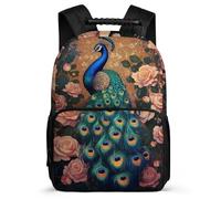 TPISLI Peacock Flowers School Backpack for Students Year 3-6 Animal Rucksack for Girls Primary Classes, Lightweight Sturdy Handle Back to School Gift