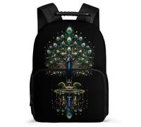 TPISLI Peacock Illustration School Backpack Primary Classes for Girls 8-12 Years Animal Design Rucksack Kids and Teens, Padded Back Adjustable Straps Birthday Gift