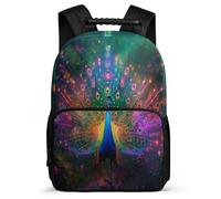 TPISLI Peacock Motif Backpack for Kids School Years 2-5 Animal Print Backpack for Students Primary Classes, Soft Felt Details Padded Back Daily Essentials