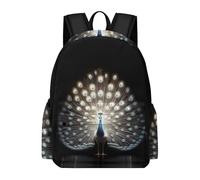 TPISLI Peacock Motif Backpack Teens 12-16 Year Olds Animal Book Bag Kids Year 9 Modern Durable 11.6 Inch Laptop Daypack Secondary School Outdoor Travel Everyday Use