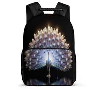 TPISLI Peacock Motif School Bag for Kids and Teens School Years 2-5 Animal Theme Daypack for Students Primary Classes, 1680D Fabric Adjustable Straps Birthday Gift