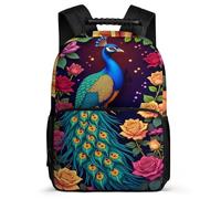 TPISLI Peacock Rucksack for Girls Boys 6-11 Years, Animal Flowers Bookbag for Children, Durable Backpack, 1680D Fabric, Primary Classes, Daily Essentials