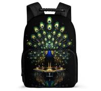 TPISLI Peacock School Backpack for Students Year 3-6 Animal Peacock Daypack for Children Junior School, Soft Felt Details Side Pockets Daily Essentials