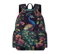 TPISLI Peacock School Backpack Teens 12-16 Year Olds Animal Peacock Daypack Boys Year 7-9 Modern Durable Back to School Gift Daypack Primary to Secondary Travel Gift