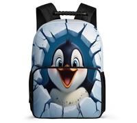 TPISLI Penguin School Backpack for Students 7-11 Year Olds Animal Print Bookbag for Kids and Teens Year 2-5, Adjustable Straps Sturdy Handle Back to School Gift