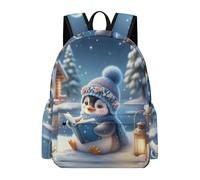 TPISLI Penguin School Backpack Girls Year 8 Winter Theme Rucksack Students Year 6 Lightweight Durable 14 Inch Laptop Rucksack School Years 3-6 Daily Use Daily Carry