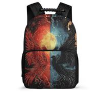 TPISLI Phoenix Viking Raven School Backpack for Boys Girls School Years 1-4 Bird Printed Backpack Primary Age 6-11 Kids, 1680D Fabric Soft Felt Details Short Trips