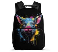 TPISLI Pig School Backpack for Boy Girl Aesthetic Kids Bookbag Animal Piglet Backpack for Elementary Middle Students 15.7inch Book Bags Back to School Gifts