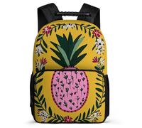 TPISLI Pineapple Design Rucksack for Students Primary Classes Fruit Print School Bag 6-11 Years Kids and Teens, Padded Back Adjustable Straps Daily Essentials