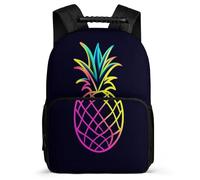 TPISLI Pineapple Design Rucksack Junior School for Children Year 3-6 Fruit Print Bookbag Kids and Teens, Side Pockets Soft Felt Details Back to School Gift