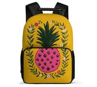 TPISLI Pineapple Illustration Backpack for Kids Age 5-10 Fruit Design Daypack for Children School Years 1-4, Soft Felt Details Adjustable Straps Outdoor Day Trips