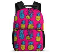 TPISLI Pineapple Print Backpack for Kids Age 5-10, Fruit Pattern School Bag for Students, Lightweight Rucksack, Side Pockets, Padded Back, Travel Daily Use
