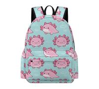 TPISLI Pink Axolotl Motif Bookbag Kids Age 10-14 Salamander Daypack Boys Year 5-7 Durable Lightweight School Trip Rucksack Outdoor Day Trips Back to School Gift Daily Carry