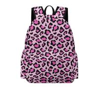 TPISLI Pink Leopard Pattern School Backpack Girls Age 11 Cheetah Book Bag Students Year 10 Modern Trendy Spring Outing Backpack Outdoor Day Trips Back to School Gift