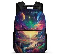 TPISLI Planets Cosmos School Backpack for Kids and Teens School Years 1-4 Colourful Bookbag Age 5-10 Students, Adjustable Straps 1680D Fabric Short Trips