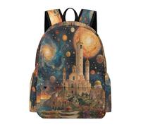 TPISLI Planets Motif School Backpack Boys Girls 8-14 Rucksack Starry Sky Book Bag for School Travel, Trendy Daypack for Study Days and Travel and Weekend Day Trips
