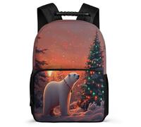TPISLI Polar Bear Design Backpack for Boys Girls Primary School Animal Snow Scene Rucksack Primary Age 6-11 Students, Sturdy Handle Adjustable Straps Back to School Gift