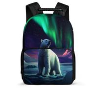 TPISLI Polar Bear Pattern Daypack School Years 1-4 for Students Primary Age 6-11 Animal Illustration Rucksack Girls Boys, Side Pockets Adjustable Straps Daily Essentials