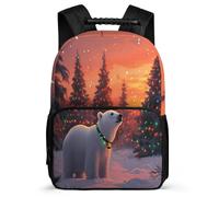 TPISLI Polar Bear Pattern School Backpack 8-12 Years for Children, Snow Scene Daypack for Children, Lightweight Bag, 1680D Fabric, Primary Classes, Daily Essentials