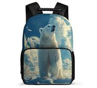 TPISLI Polar Bear Pattern School Backpack for 5 to 10 Years for Girls, Animal Illustration Daypack Students, Lightweight Bag, Side Pockets, Padded Back, Travel Daily Use