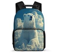 TPISLI Polar Bear Print Daypack for Boys Girls School Years 2-5 Animal Motif Backpack for Kids School Years 1-4, Sturdy Handle 1680D Fabric Daily Essentials