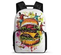 TPISLI Primary Boys School Backpack Burger Print Bookbag for Girls, Children's Cute Rucksack Food Pattern Bag Kids Back Pack School Bags for Travel