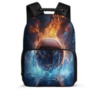 TPISLI Primary Boys School Backpack Ice And Fire Basketball Bookbag for Girls, Children's Cute Rucksack Basketball Bag Kids Back Pack School Bags for Travel