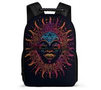 TPISLI Primary School Backpack Bohemian Sun Teen Boy Large Capacity Girls Casual Daypack Bookbag Sun God Rucksack 15.7inch School Bag with Front Pocket