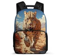 TPISLI Primary School Backpack Cheetah Teen Boy Large Capacity Girls Casual Daypack Bookbag Leopard Animal Rucksack 15.7inch School Bag with Front Pocket