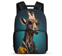 TPISLI Primary School Backpack Giraffe Teen Boy Large Capacity Girls Casual Daypack Bookbag Animal Theme Rucksack 15.7inch School Bag with Front Pocket
