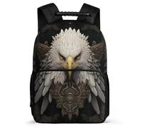 TPISLI Primary School Backpack White Headed Eagle Teen Boy Large Capacity Girls Casual Daypack Bookbag Bird Theme Rucksack 15.7inch School Bag with Front Pocket