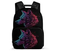 TPISLI Primary School Backpack Wolve Teen Boy Large Capacity Girls Casual Daypack Bookbag Animal Wolf Rucksack 15.7inch School Bag with Front Pocket