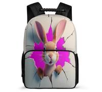 TPISLI Rabbit 3D Motif School Backpack for Students Year 3-6 Animal Bunny Rucksack for Girls Primary Classes, Lightweight Sturdy Handle Back to School Gift