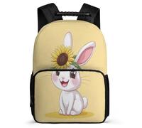 TPISLI Rabbit Pattern School Backpack Age 7-12 for Girls Boys, Cute Bunny Motif Daypack for Children, Lightweight Bag, Side Pockets, Padded Back, Travel Daily Use