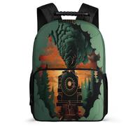 TPISLI Railway Train Motif School Bag for Boys Primary School Cartoon Theme Daypack Primary Age 6-11 Boys Girls, 1680D Fabric Adjustable Straps Outdoor Day Trips