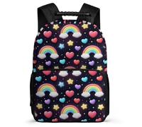 TPISLI Rainbow Hearts Motif Daypack School Years 1-4 for Kids and Teens Primary Age 6-11 Colourful Rucksack Students, Durable Soft Felt Details Birthday Gift