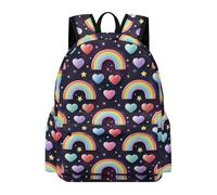 TPISLI Rainbow Hearts Print School Backpack Girls Year 8 Rainbow Daypack Boys Year 4 Trendy Modern Spring Outing Backpack School Years 3-6 Daily Use Outdoor Gift Daily Carry