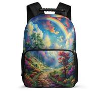TPISLI Rainbow School Backpack for Students Year 3-6 Beautiful Scenery Rucksack for Kids and Teens Year 3-6, Soft Felt Details Durable Outdoor Day Trips