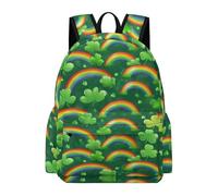 TPISLI Rainbows Bookbag Girls Age 8 Clover Leaves Daypack Boys Age 14 Lightweight Durable Spring Outing Backpack Primary to Secondary Travel Gift School Gift Travel Use