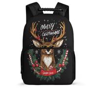 TPISLI Reindeer Christmas Theme School Backpack 7-11 Year Olds for Boys, Deer Motif Daypack for Boys Girls, Lightweight Bag, 1680D Fabric, Primary Classes, Daily Essentials