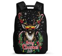TPISLI Reindeer Christmas Theme School Backpack for Girls Boys Age 5-10 Deer Backpack for Girls Boys Primary Classes, Durable Adjustable Straps Travel Daily Use