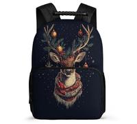 TPISLI Reindeer Motif School Backpack 7-11 Year Olds for Boys, Christmas Theme Deer Daypack for Boys Girls, Lightweight Bag, 1680D Fabric, Primary Classes, Daily Essentials