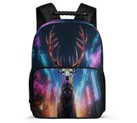 TPISLI Reindeer Theme School Backpack for Girls Boys Age 5-10 Animal Daypack for Children Primary School, Side Pockets Soft Felt Details Outdoor Day Trips
